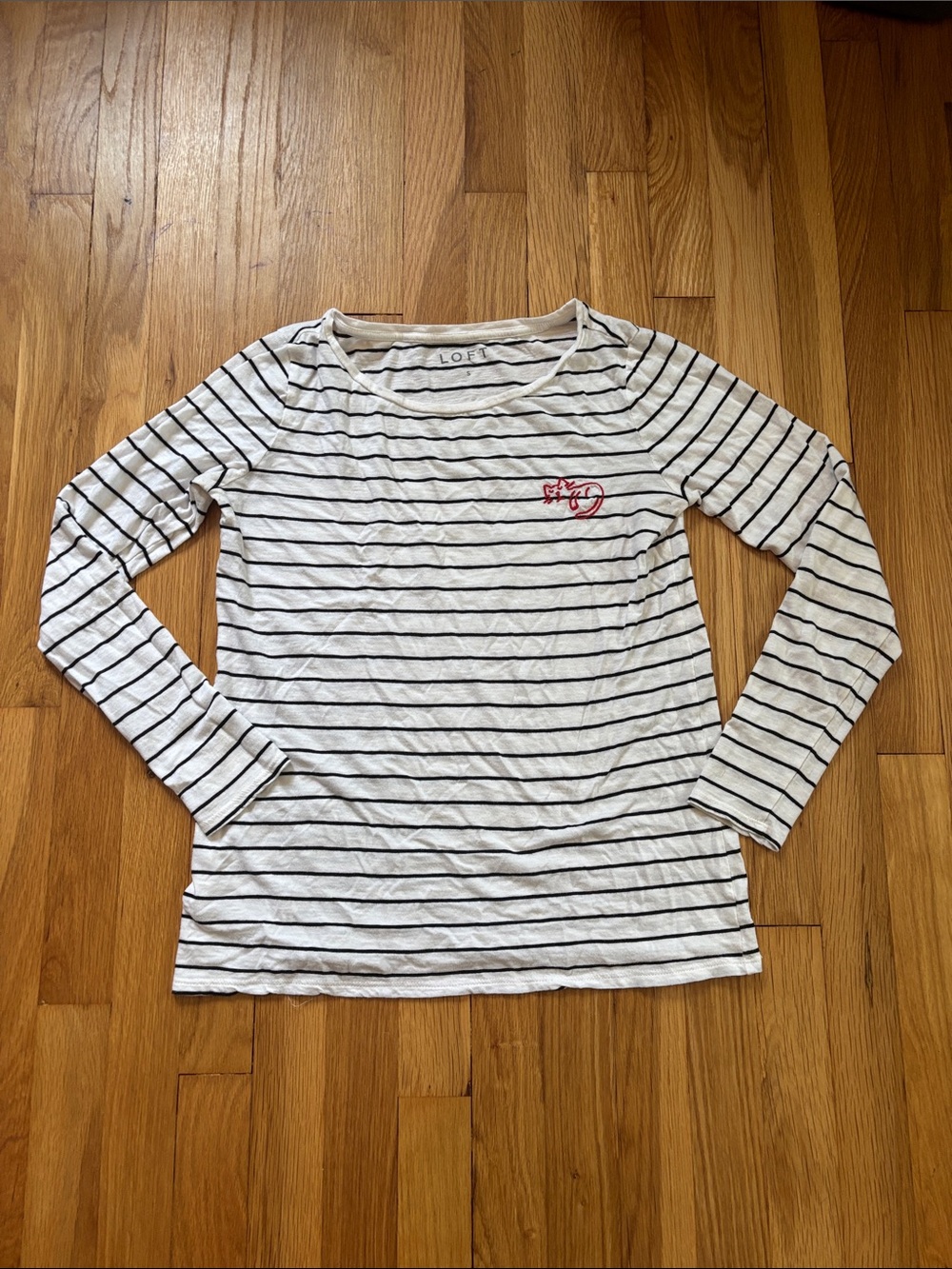 Stripes Cotton shirt with Cat embroidery